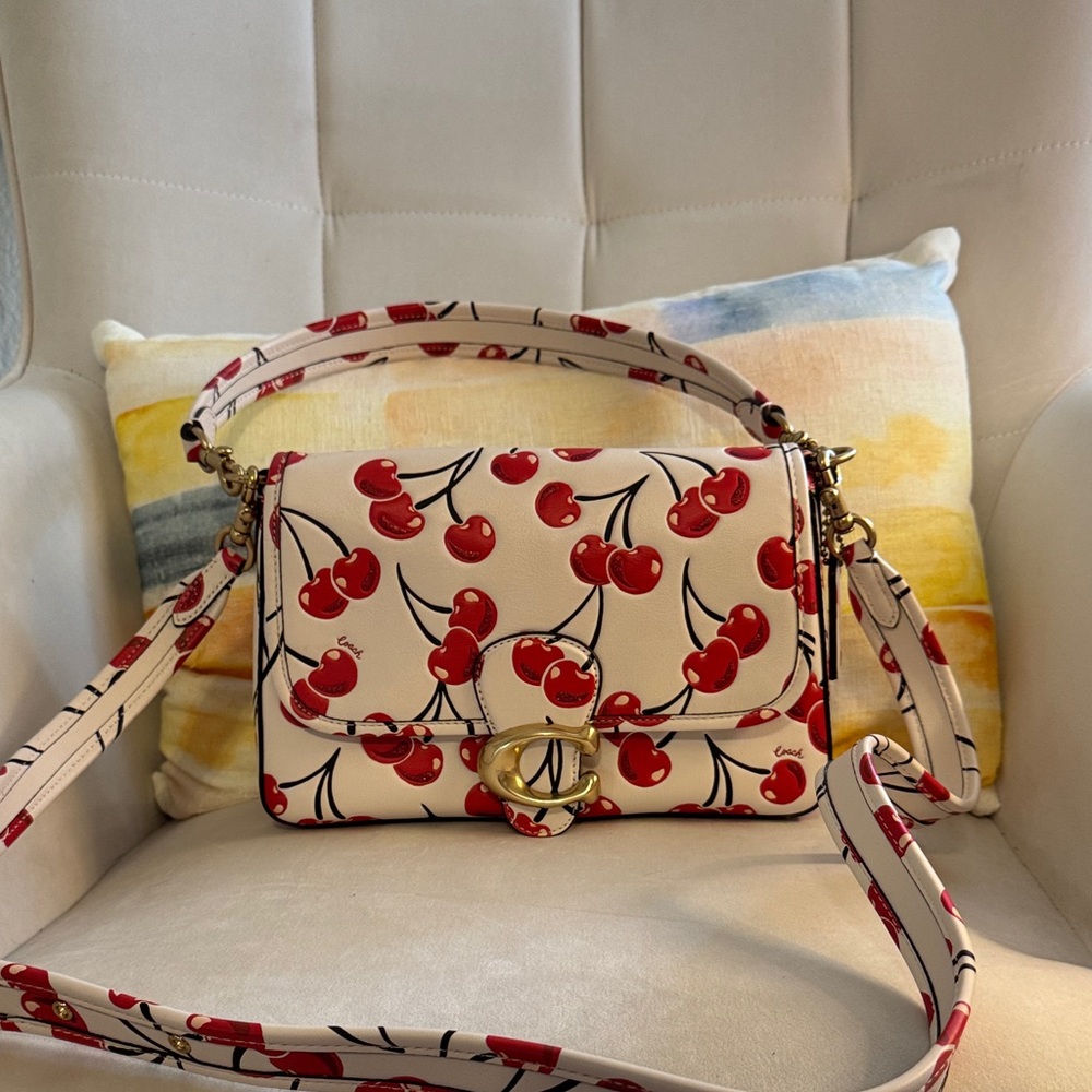 Coach soft tabby cherry print leather shoulder bag